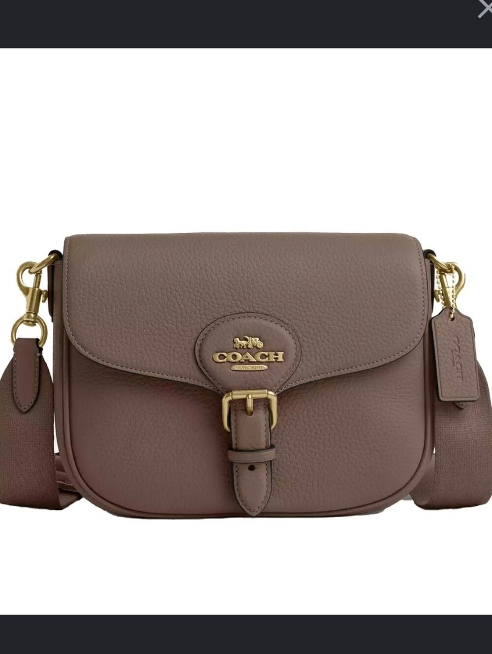 COACH Amelia Leather Saddle Crossbody Bag In Mushroom